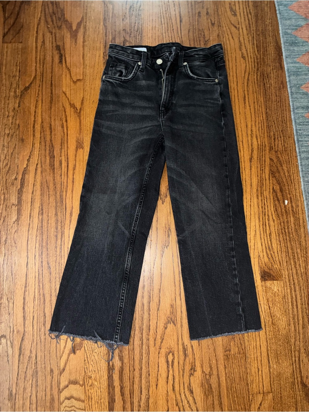 Zara Black High-Rise Straight-Leg Jeans